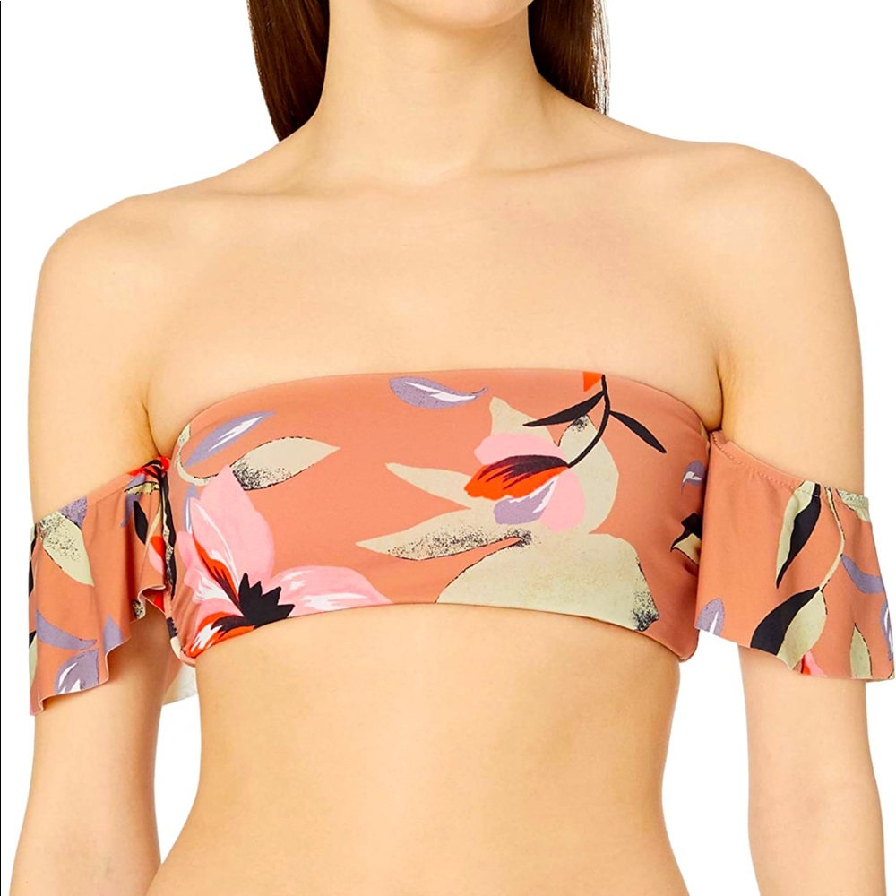 Bikini Lab Women's Standard Ruffle Bandeau Bra Bikini Swimsuit Top ~NWT